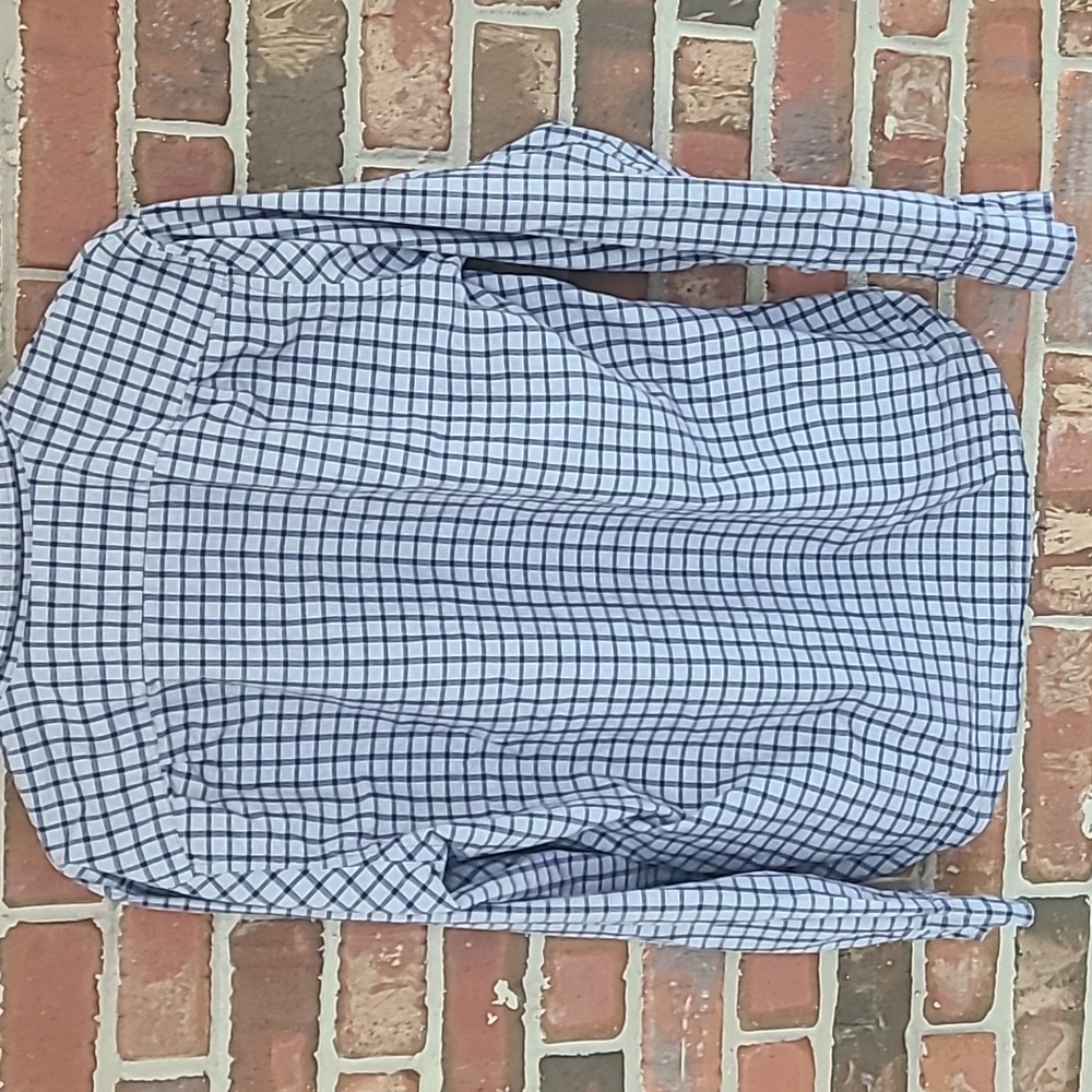 J. Crew Men's Blue Checkered Button-Up Shirt, Size Large - Picture 3 of 3